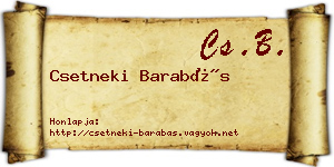 Csetneki Barabás névjegykártya